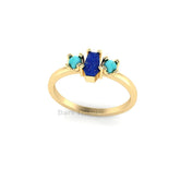 Lapis Lazuli Coffin Ring - Coffin Ring - Sterling Silver - Four Prong - 18k Gold Plated - Gold Coffin Ring - Elegant Jewelry For Her
